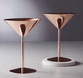 Luxe Martini Glazen (Set van 2) - Koper Martini Glas - Rose Gold - Koper - Pornstar Martini Glas Glazen- V Shape glas - Espresso Martini Glazen - Cocktail Glazen - Coupe Glazen