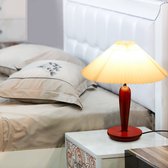 Relaxdays tafellamp retro - nachtkastlamp met houten voet - vintage schemerlamp - met kap