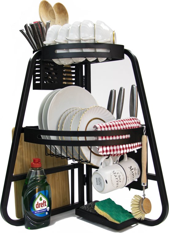 Acheter Étagère de rangement de cuisine, égouttoir à vaisselle à 2 niveaux,  assiette de maison, bol, baguettes, étagère de rangement, porte-ustensile