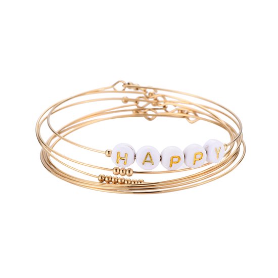 Armband Happy - Dottilove - 14K Goud Verguld - Verstelbaar - Sieraden