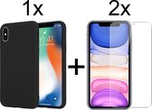 iParadise iPhone x hoesje zwart - iPhone xs hoesje zwart - iphone 10 hoesje zwart siliconen case hoes cover - 2x iphone x/xs screenprotector screen protector