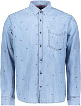 Twinlife Heren Chambray Allover Print - Overhemden - Wasbaar - Ademend - Blauw - XL