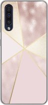 Samsung Galaxy A50 hoesje - Marmer - Roze - Goud - Chic - Siliconen Telefoonhoesje