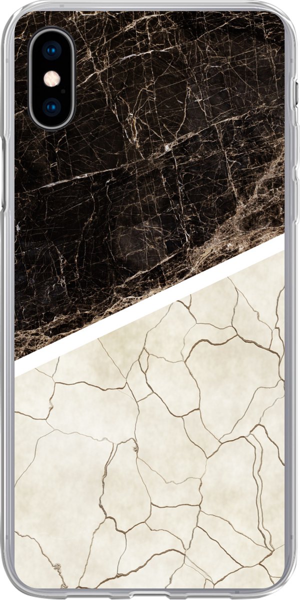 Geschikt voor iPhone Xs Max hoesje - Marmer print - Structuur - Abstract - Siliconen Telefoonhoesje