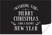 Citation de Noël Je vous souhaite un joyeux Noël sur fond noir 180x120 cm XXL / Groot format!