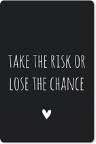 Muismat - Mousepad - Engelse quote Take the risk of lose the chance met een hartje op een zwarte achtergrond - 18x27 cm - Muismatten