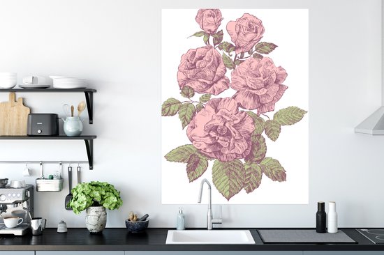 Affiche Fleurs - Roses - Vintage - 90x120 cm