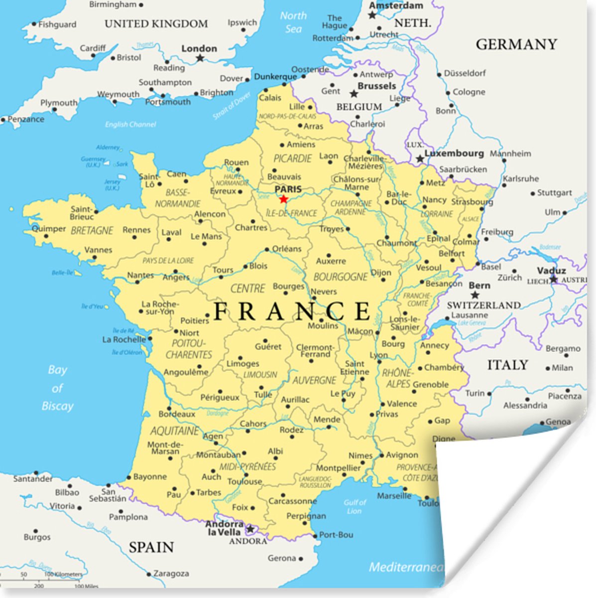 Poster Kaart van Frankrijk - 30x30 cm | bol.com