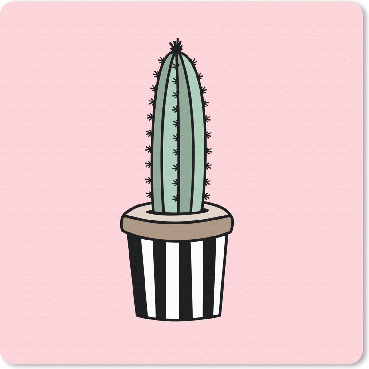 Muismat 20x20 cm - Mousepad Cactus - Design - Bloempot - Roze - Muismatten