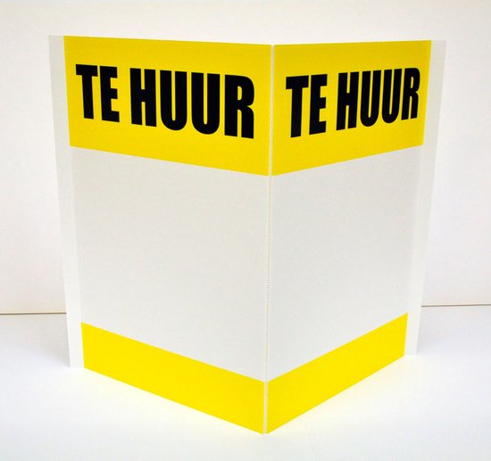 Immobord - Makelaarsbord - Vouwbord - TE HUUR 70x100cm - Geel/Wit