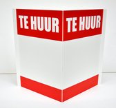 Immobord - Makelaarsbord - Vouwbord - TE HUUR 70x100cm - Rood/Wit