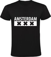 Amsterdam | Kinder T-shirt 116 | Zwart | Ajax | Voetbal | Stadswapen | Noord-Holland | Embleem