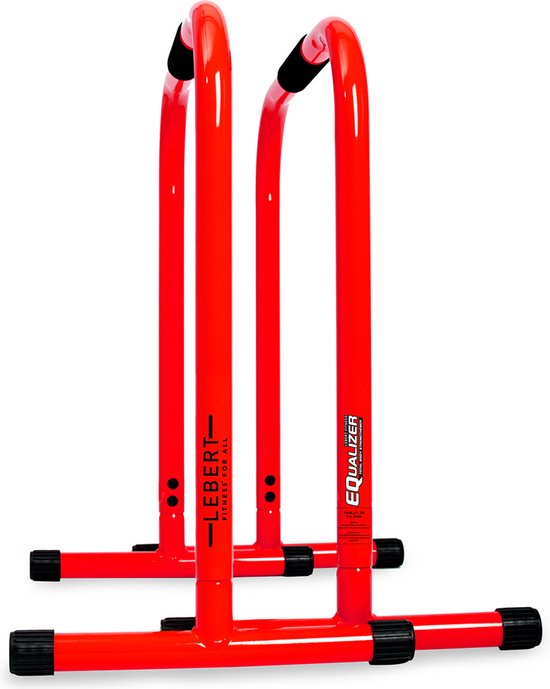 Foto: Lebert equalizer dip bars rood dip station pull up bar push up bars calisthenics krachttraining voor het gehele lichaam