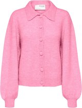 Selected Femme Louisa LS Knit Polo Cardigan Prism Pink