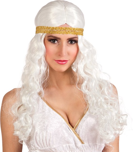 Lange witte pruik met hoofdband voor vrouwen - Verkleedpruik - One size" |  bol.com