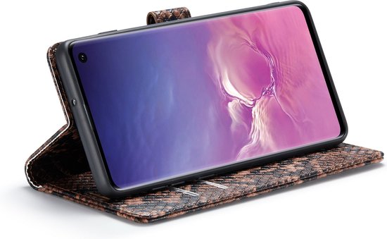Étui Casemania pour Samsung Galaxy S10 Plus Marron - Étui portefeuille de Luxe en forme de Tuyaux - Porte-cartes et onglet magnétique