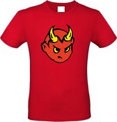Halloween T-shirt kids rood met duivel | Halloween kostuum | feest shirt | enge outfit | horror kleding | maat 128