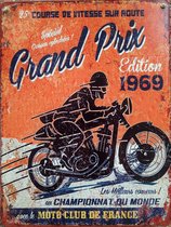 Grand Prix 1969 . Metalen wandbord 25 X 33 cm.