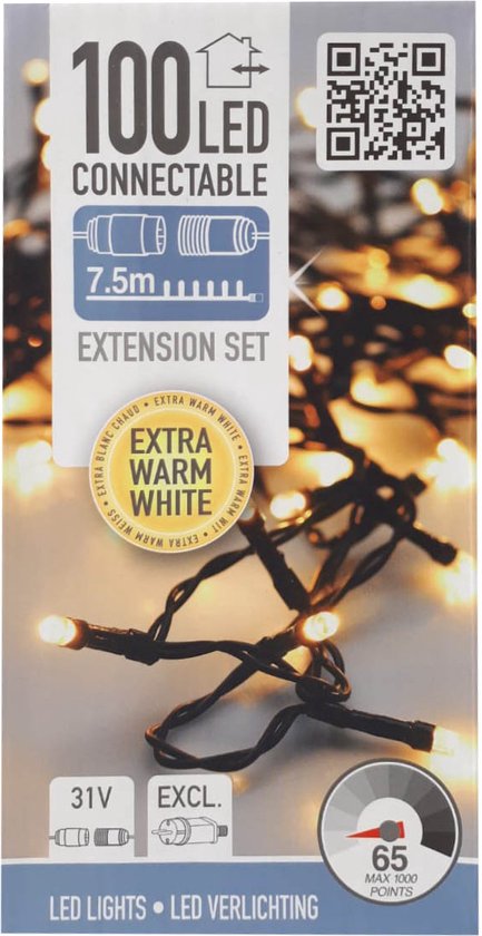 Koppelbare Kerstverlichting extensionset - 100 LED - 7.5m - warm wit |  bol.com
