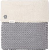 Koeka Oslo deken eenpersoons - 140x200cm - teddy - grijs - off white