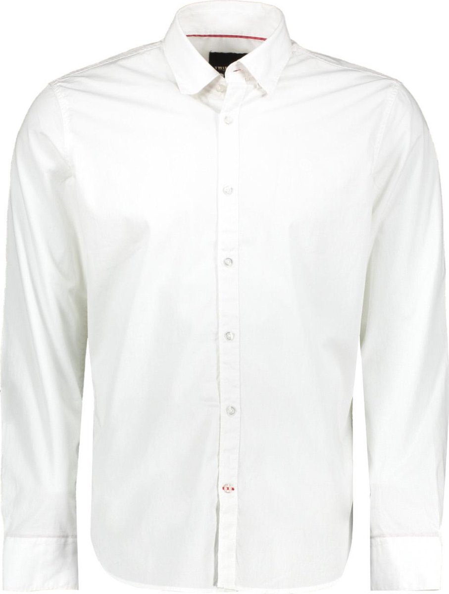 Twinlife Heren Basic Plus - Overhemden - Lichtgewicht - Elastisch - Wit - XL