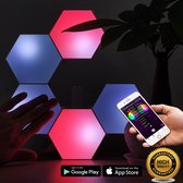 ForYouSales® Hexagon Lamp - Google Home - LED Wandlamp - Hexagon led - Wandlamp - 6x LED panelen met afstandsbediening - Gaming accesoires - Hexagon - Led panelen