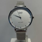 Q&Q Dames Horloges Zilverkleurig - 36 mm Witte Wijzerplaat - Verstelbaar bandje - Spatwaterdicht