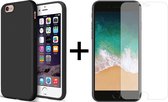 iParadise iPhone 6 hoesje zwart - iPhone 6s hoesje zwart siliconen case hoes cover - hoesje iphone 6 - hoesje iphone 6s - 1x iPhone 6/6s screenprotector screen protector