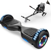 Microgo Hoverboard 6.5 Inch | Krachtige Motor | Sier LEDs | Bluetooth Speaker | Zwart + Kart Koolzwart