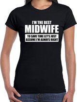 I'm the best Midwife / ik ben de beste verloskundige cadeau t-shirt zwart - dames -  Bedankt cadeau 2XL