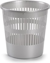 Afvalbak/vuilnisbak plastic zilver/grijs 28 cm - Vuilnisbakken/prullenbakken/papiermand - Kantoor/keuken/slaapkamer