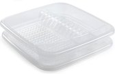 Transparant afdruiprek met lekbak 39 x 39 cm - Keukenbenodigdheden - Afwassen/afdrogen - Afwasrekken - Afdruiprekken met lekbak