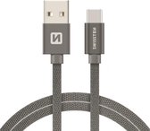 Swissten USB-C naar USB-A Kabel voor o.a. Samsung - 0.2M - Grijs