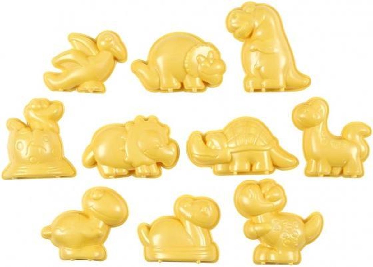 zandvormpjes Dino's geel 10 stuks