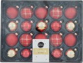 S&L Luxe kerstballen set - 20 stuks - 5.7/6.7cm - glas - kerstversiering- kerstbal-rood met glitters