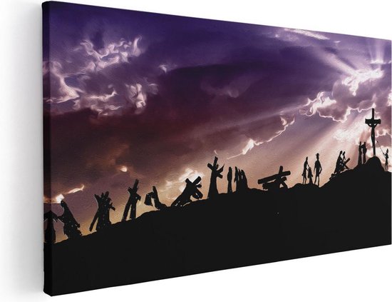 Artaza Canvas Schilderij Kruistocht naar het Kruis van Jezus Christus - 60x30 - Foto Op Canvas - Canvas Print