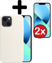 iPhone 13 Mini Hoesje Siliconen Case Hoes Met 2x Screenprotector - iPhone 13 Mini Hoesje Cover Hoes Siliconen Met 2x Screenprotector - Wit