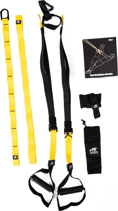 AJ-Sports Suspension trainer Pro - Resistance training - Calisthenics - Training straps - Complete training set - Inclusief draagtas - Fitness - Calisthenics - Crossfit