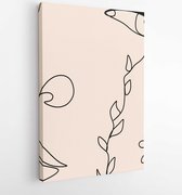 Canvas schilderij - Woman line art vector face with branches of trees and plants, Nature logo, Natural cosmetics  -    1704560878 - 50*40 Vertical