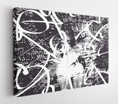 Canvas schilderij - Distressed background in black and white texture with dots, spots, scratches and lines. Abstract illustration. -     1759017935 - 50*40 Horizontal