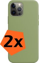iPhone 13 Pro Hoesje Siliconen Groen - iPhone 13 Pro Hoesje Groen Case - iPhone 13 Pro Groen Silicone Hoesje - 2 Stuks