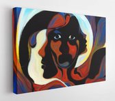 Canvas schilderij - Stained Glass Forever series. Backdrop of color fragments, shape patterns and symbols on the subject of art, space division and design  -     775967920 - 80*60