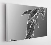 Canvas schilderij - Abstract hand drawn giant hammer shark isolated on gray background. Vector illustration. Outline. Line art. Top view  -     1405059452 - 80*60 Horizontal