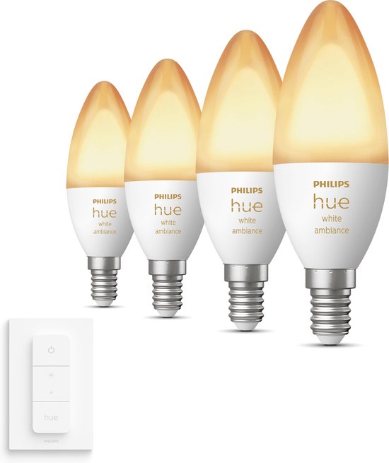 Philips Hue Uitbreidingspakket - White Ambiance - Kaarslamp E14 - 4 lampen  | bol.com