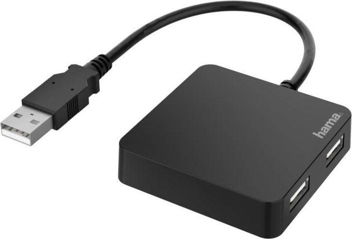 Hama USB 2.0-hub 4 poorten Zwart