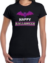 Halloween - Vleermuis / happy halloween verkleed t-shirt zwart voor dames - horror shirt / kleding / kostuum 2XL