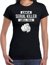 Serial killer halloween verkleed t-shirt zwart voor dames - horror shirt / kleding / kostuum 2XL