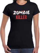 Zombie killer halloween verkleed t-shirt zwart voor dames - horror shirt / kleding / kostuum XL