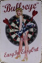 Wandbord – Bullseye - Darts - Vintage - Retro -  Wanddecoratie – Reclame bord – Restaurant – Kroeg - Bar – Cafe - Horeca – Metal Sign – 20x30cm