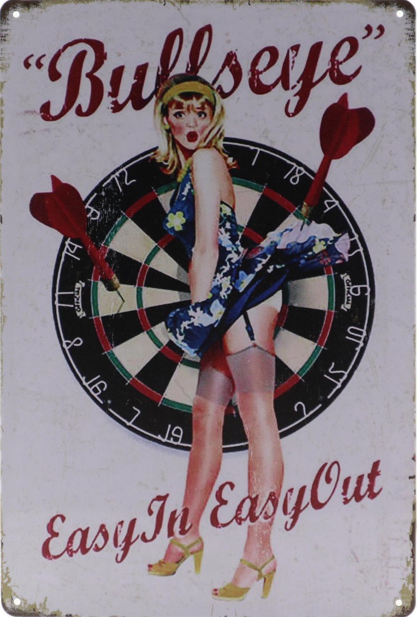 Wandbord – Bullseye - Darts - Vintage - Retro - Wanddecoratie – Reclame bord – Restaurant – Kroeg - Bar – Cafe - Horeca – Metal Sign – 20x30cm